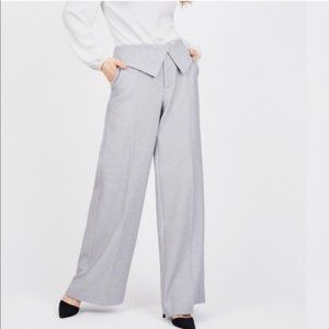 Mid-Rise Wide Leg Dress Pant with Fold Over Waist